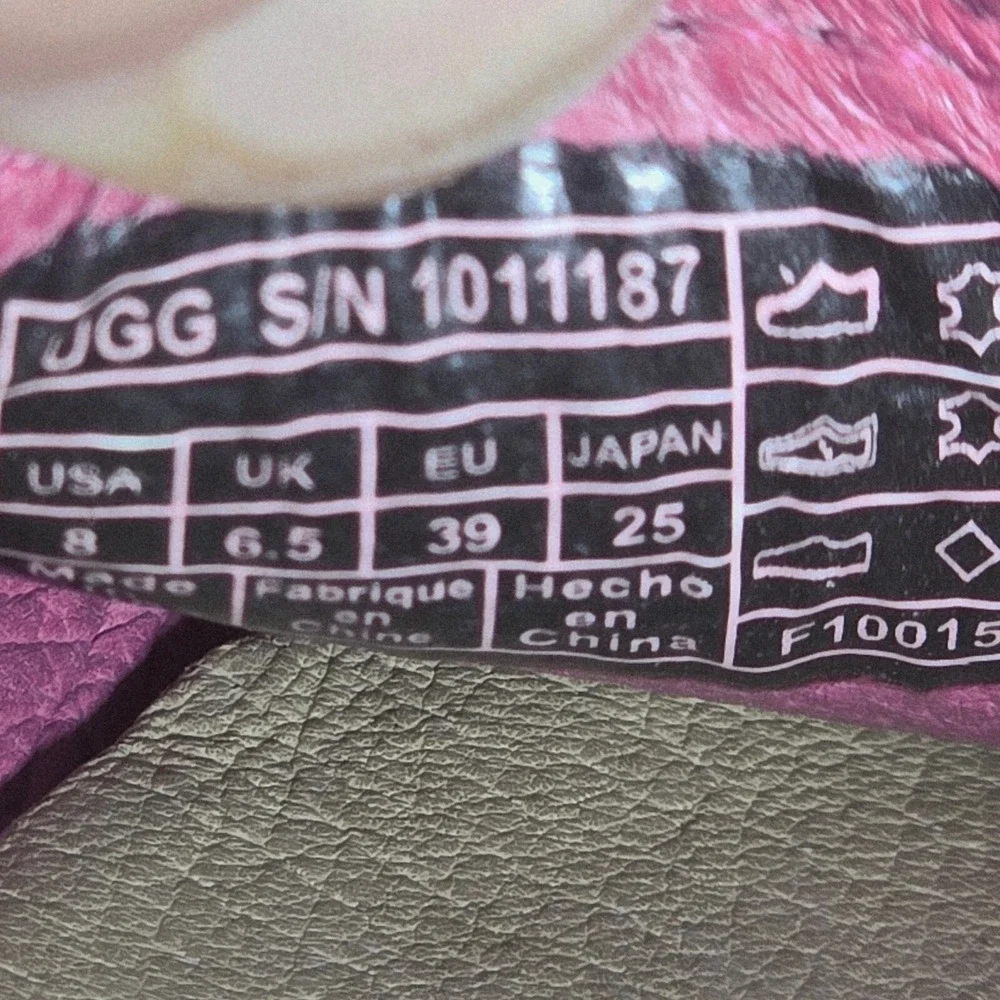 UGG Espadrille Flats Woven Detail Casual Slip On Shoes Woman Size 8 Pink Leather